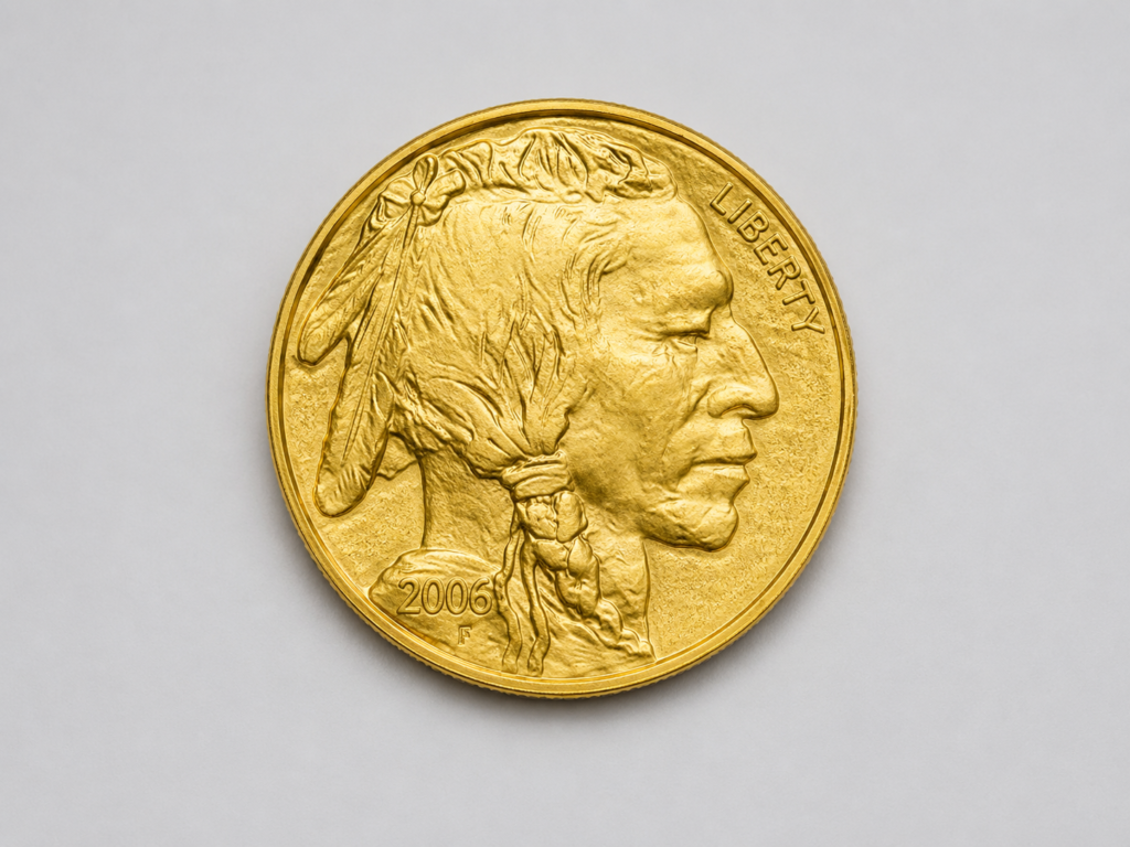 1 troy ounce American Gold Buffalo bullion coin, obverse showing James Earle Fraser's Native American profile.