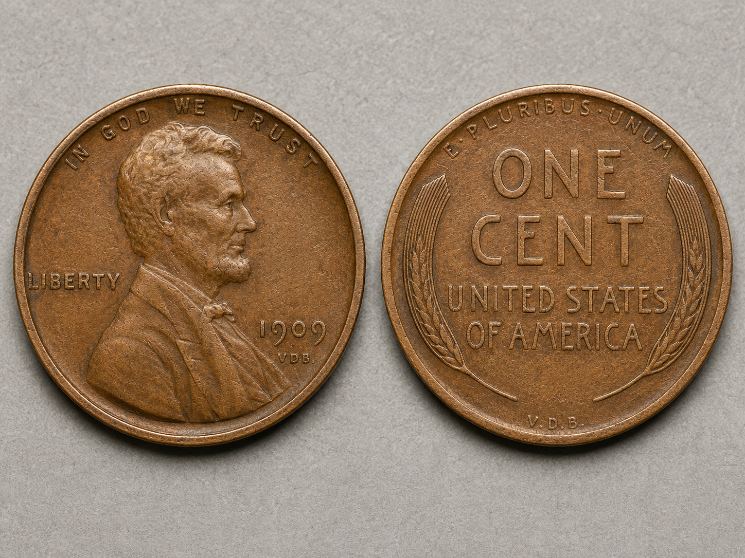 Lincoln wheat cent obverse and reverse showing Lincoln bust, date, mintmark location, and wheat-ear reverse design.
